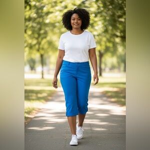 Riders by Lee Indigo Capri Pants Blue Size 8 Mid Rise Stretch Casual NWT